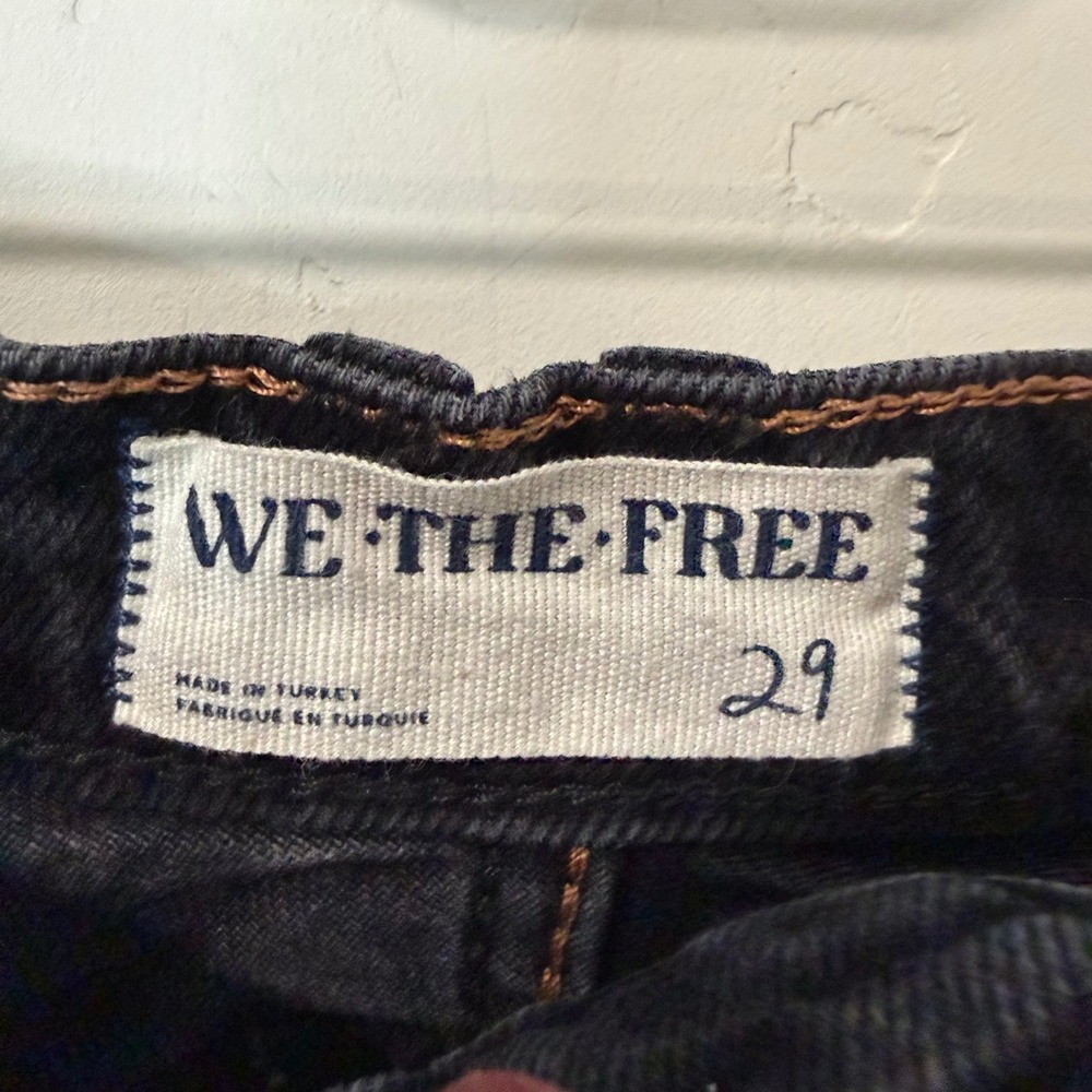 Free People We The Free Lucky You Barrel Jeans 29 Black Mid Rise Button Fly - Picture 5 of 9